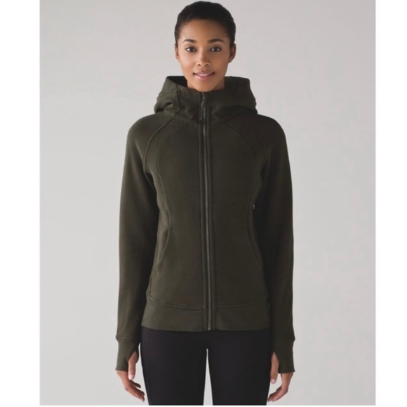 lululemon athletica Tops - Lululemon full zip scuba hoodie in olive green size 6